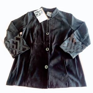 Bob Mackie Wearable Art Black Button Up Shirt